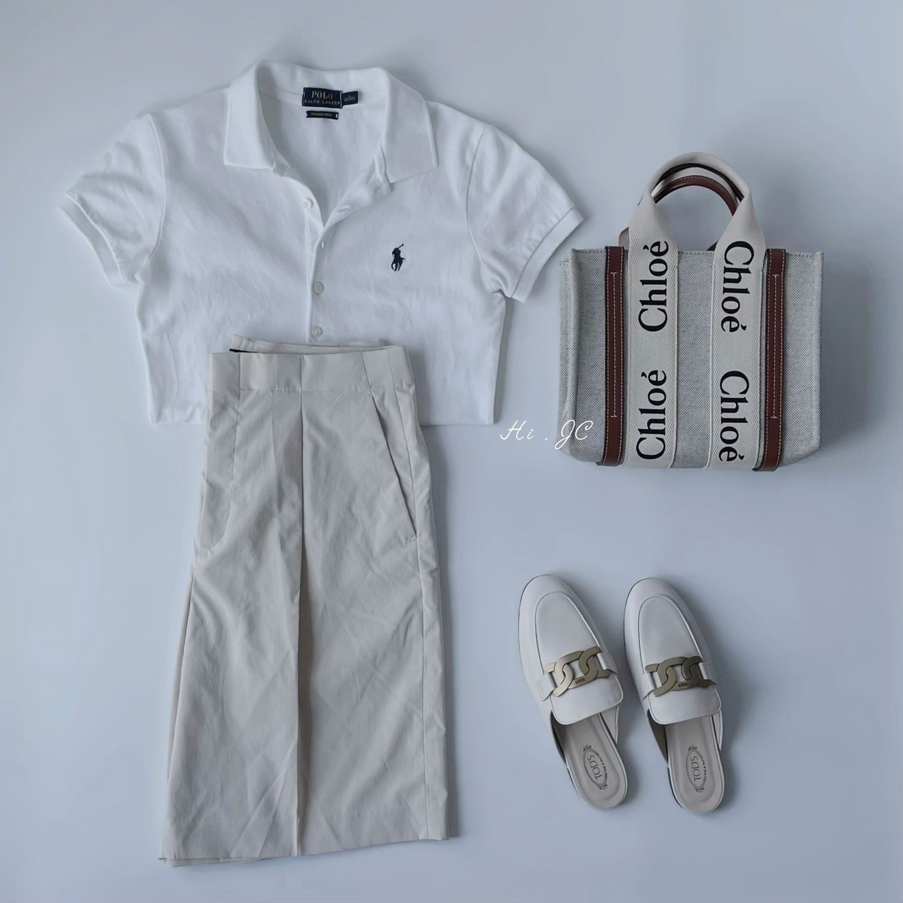 [穿搭] Chloé Woody Tote包+Polo Ralph Lauren 上衣+Uniqlo褲+Tod’s穆勒鞋