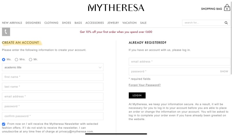 Mytheresa購物教學（註冊、關稅、運費規定一次看清楚）--自己買歐美精品最便宜（含精選商品新客打9折限時折扣碼好康活動）